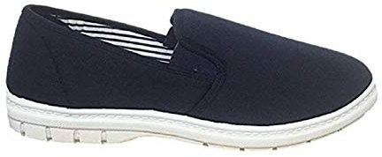 GladRags Mens Canvas Slip On Wider Fit Plimsoll Pump Trainer Slipper Deck Shoe, Navy Size 7