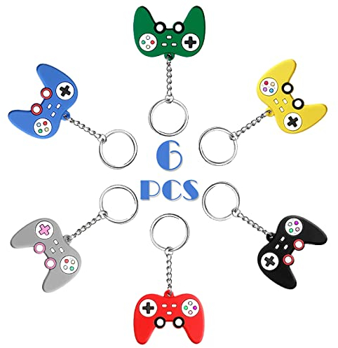 Bymivofun 6 Stück Gamepad Schlüsselanhänger, Silikon Spiel Schlüsselanhänger, für Geschenktüte, Autoschlüssel, Brieftasche, Rucksack, Geburtstags spielparty
