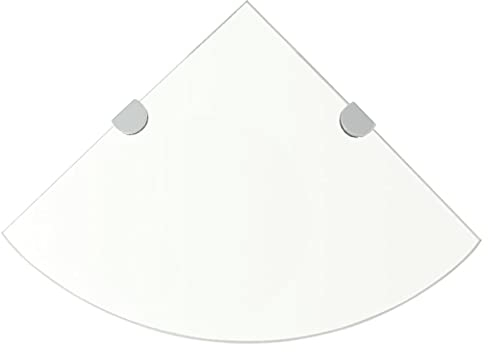 FIRBNUS Estantería de esquina de 35 x 35 x 0,8 cm con soportes cromados, estante de cristal de cristal flotante para salón, baño, estante de pared, cristal templado, transparente