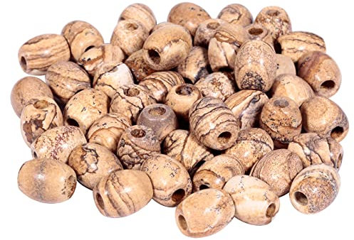 Nupuyai 4.5mm Bild Jasper Kristall Stein Perlen Großes Loch Oval Form Lose Perlen für Armband Halskette Schmuckherstellung, Pack von 18