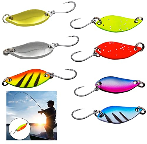 Cuillère pour la Pêche à la Truite,Leurre à Truite de Pêche,Leurres Appâts de Pêche Truite Et Basse,Pêche Leurres Cuillères,Clignotant Truite Leurre pour Truite de Mer Et Perche,7Pcs 2,5g