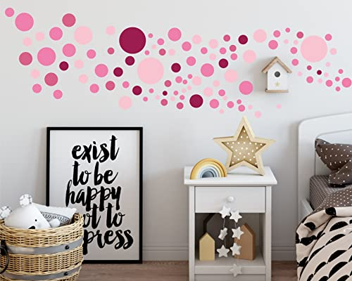 Sunnywall® - 130 bunte Wandtattoo Kreise als Sticker Set für Baby- und Kinderzimmer - Punkt-Dots als Klebepunkte in diversen Farben - Wandaufkleber für eine individuelle Wandgestaltung (Mix, Rosa)