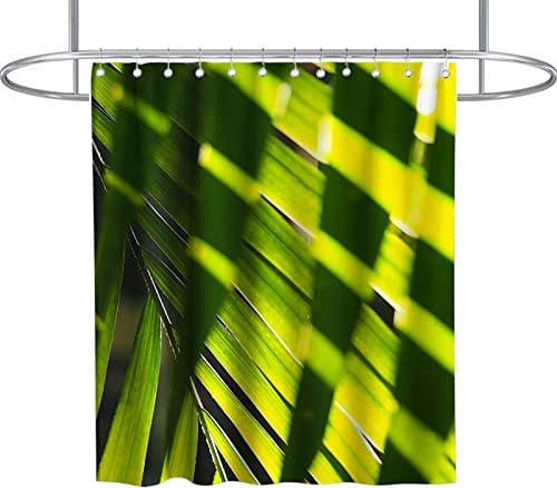 ALMONO Duschvorhang 180x200 Palmblatt Duschvorhang Palme Badezimmer Vorhang Antischimmel Wasserdicht 3D Effekt Duschvorhänge Textil Polyester Stoff für Badewannen mit Haken