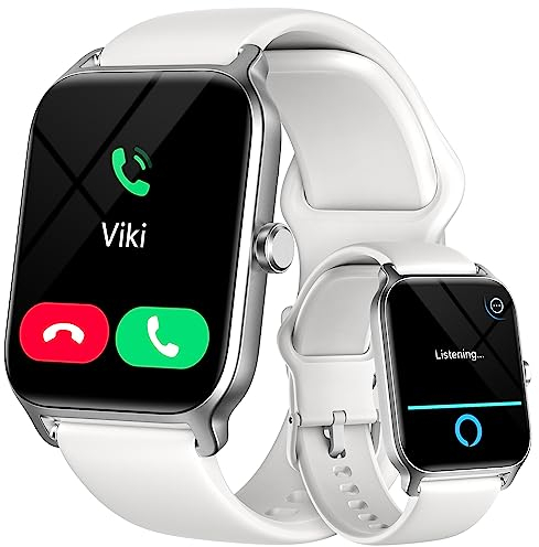 Gydom Smartwatch Damen mit Telefonfunktion 1.8 Alexa Eingebaut Fitnessuhr 100+ Sportmodi, Herzfrequenz SpO2 Stress EIN-klick Messen, Schlafmonitor, IP68 Schrittzähler Uhr für Android/IOS Weiß
