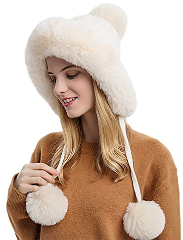 DondPO Engel Mütze Wolle Seide, Weichem Fleece Innenfutter Bommel Cap Mütze Weich Klassische Thermal Beanie Filzhut Hüte Outdoor Kaschmir Winter Warm Haube Hut
