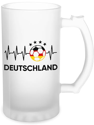 Deutschland Fussball Ball Mannschaft Herzschlag Transparent Bierkrug Stein 500ml Tasse