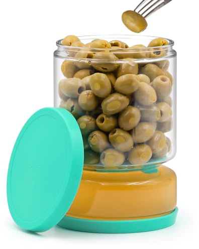 ForTidy Glass Pickle Jar with Strainer for Pickle Lover - 50 oz Airtight Olive Container with Silicone Lids, Kitchen Organization Must-Have Versatile Hourglass Jar, BPA-Free, Dishwasher Safe (Green)