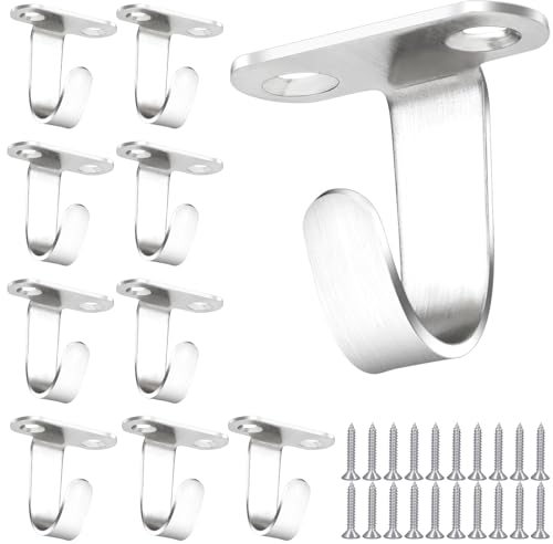 KALIONE 10 Stück Deckenhaken Haken Edelstahl Haken zum Schrauben Handtuchhaken mit 20 Schrauben Wandhaken zum Schrauben für Badezimmer Küche Schal Handtuch Schlüssel(Silber)