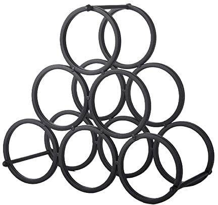 SUNFECILI Tabletop Wine Rack, 6 Wine Bottle Holder Stand for Counter, No Assembly Required Small Metal Wine Rack Countertop, Freestanding Black Wire Wine Bottle Storage Rack, Wine