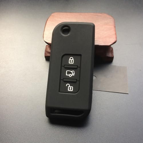 ZAD Custodia per chiave auto in silicone a 3 pulsanti Flip Set portachiavi con telecomando (nero) Per Mahindra,Per Roger XUV 500
