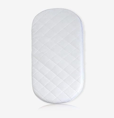 Becky Cameron Moses Pram Basket Mattress 4cm Thick Hypoallergenic Mattress Oval Shaped Fits Mothercare Basket Perfect for Baby Cradle Bassinet Cot & Crib (72x32x4cm)