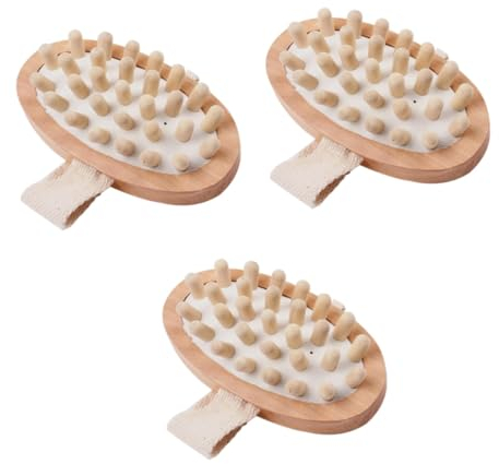 Ipetboom 3pcs Massage Bath Brush Foot Massage Led Pineapple Cup Bathroom Acessories Silicone Teacup Cupcake Shower Brush Exfoliating Brush Wooden Massage Brush Wood Color