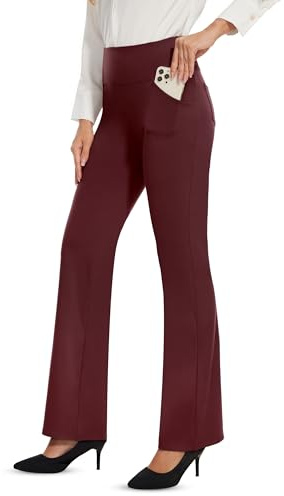 Desol Damen Bootcut Flare Yogahose, Lange Schlaghose mit 4 Taschen, Sporthose, Hohe Taille Stretch Freizeit Jogginghose Arbeitshose Ausgestellte