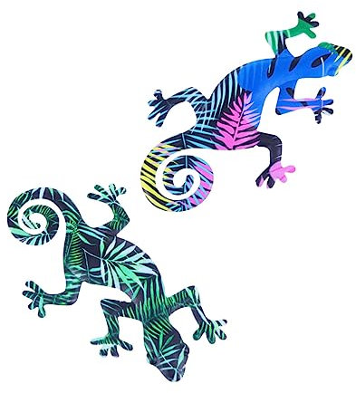 Sosoport 2stücke Metall-gecko-statue Anhänger Gecko-skulptur Wand-kunst-dekor Hängeornament Für Schlafzimmer Arbeitszimmer