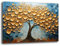 Quadro Moderno Camera da letto ALBERO della VITA Blu Giallo Astratto oro Quadri moderni soggiorno da Parete XXL grande Stampa su tela Canvas Decorazione Murale muro Arredo Salone (6, 30x40 cm)