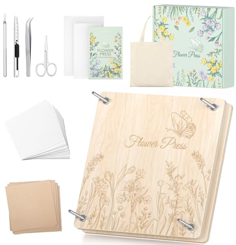 Wakhow Kit per spremere fiori in legno, 28 x 28 cm, per adulti e bambini, kit per la conservazione di bouquet, fai da te per asciugare i fiori, regalo ideale per gli amanti delle arti e dei mestieri