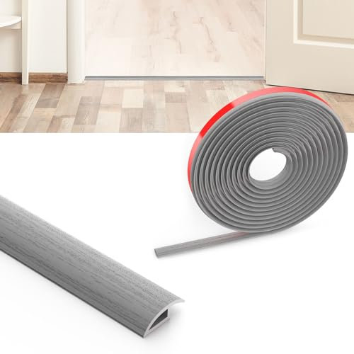 Flintronic Barre de Seuil Adhesive,1,2M x 3,5CM x 10MM(H) Bande de Seuil, Barre de seuil Adhesive PVC,Rattrapage Niveau pour Hauteur du seuil,Rampe de Transition Sol,Barres de Transition de s-euil