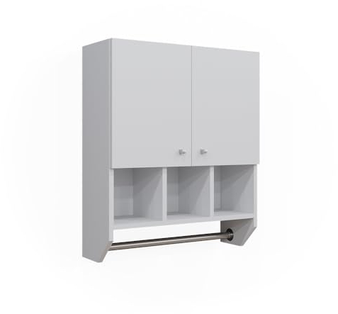 Vicco Badschrank Weiß Fynn 59x71x22 cm - Der hängender Badezimmerschrank, Ideal für kleine Bäder oder Enge Räume