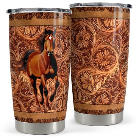 Trinkbecher mit Pferdemotiv, Edelstahl, isoliert, für Damen, Mädchen, Herren, Pferde-Geschenke für Geburtstag, Weihnachten, 590 ml
