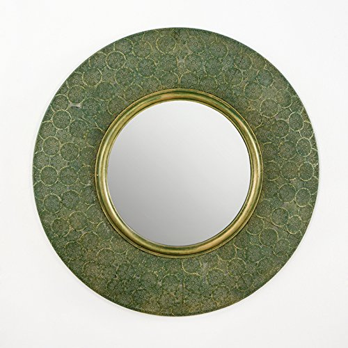 ESPEJO 86X5X86 METAL ORO/VERDE OSCURO