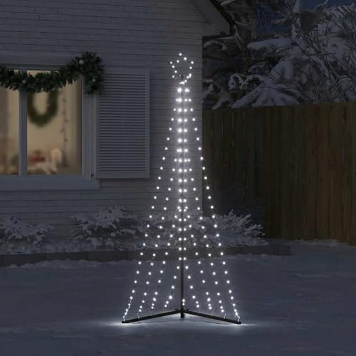 IKAYAA Luces Árbol de Navidad con Estrella, Arbol Navidad Exterior Led, 339 LED Impermeables luz 8 Modos, Arbol Navidad Led 187 cm, Blanco frío, Decoración Navidad Jardín Exterior