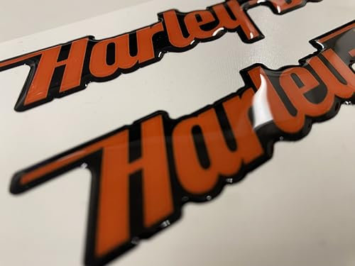 Stemma logo decal dimensioni compatibili con i modelli Harley D. coppia adesivi resinati, effetto 3D. Per SERBATOIO,CASCO,BORSE LATERALI. (nero arancio)