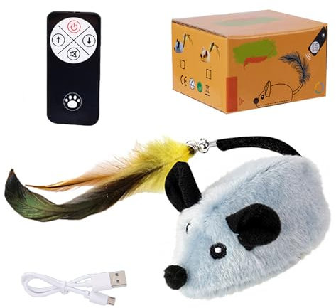 RUFJXKCHD Interactive Cat Toy With Remote Control, Remote Control Mouses Cat Toy, Electric Squeaky, Rechargeable Mobile Mouse For Indoor/Play/Exercise