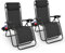 KEPLIN Gravity Chairs 2 Pack - Adjustable Reclining Zero Gravity Lounger for Garden & Patio - Foldable Lightweight Chairs with Ergonomic Support - Durable Textilene Fabric & Non-Slip Feet-Black 2pk