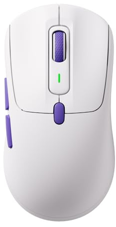 Akko Pulse 01 Kabellose Gaming-Maus, Dual-8-kHz-Polling Maus mit optischem PAW 3950-Sensor,8 einstellbare DPI,7 programmierbare Tasten, Bluetooth/2,4G/Kabelanschluss, 500-mAh-Akku (Weiß, NOT for Mac)