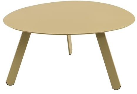 habeig Runder Gartentisch aus Stahl, 74x60x36cm, Grau-Schwarz, Belastbar bis 25kg (grün-beige, 74x60x36cm) Gartenbeistelltisch #41058