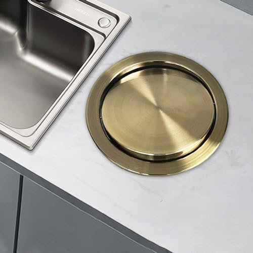 CAFIEDR Poubelle encastrée pour Plan de Travail de Cuisine 9 L/12 L, conteneur Rond à déchets Suspendu Commercial, goulotte à Rabat intégrée pour Plan de Travail(Or 12L)