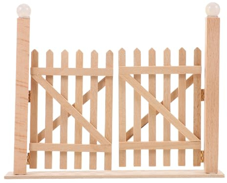 SUPVOX 1:12 Miniature Dollhouse Garden Gate Wooden Fence Door | Wooden dollhouse garden gate with double doors for miniature outdoor scenes, courtyard layouts and DIY projects