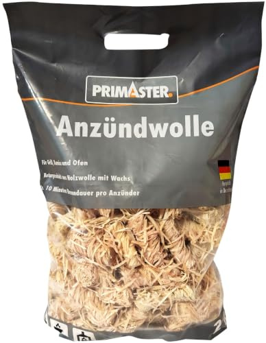 Primaster Anzündwolle Ã–ko 2kg Grillanzünder Anzündhilfe für Grill Kamin und