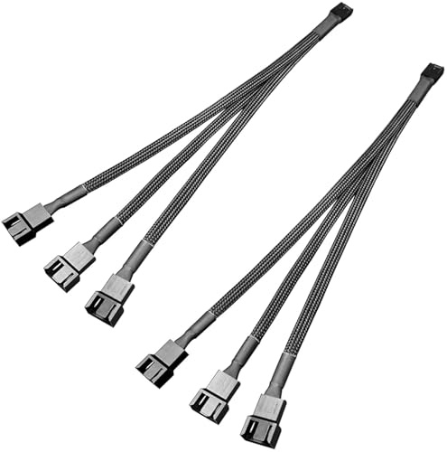 2 Pack 4 Pin PWM Fan Splitter Adapter Cable, 3 Computer Fan Splitter Cable, for Computer PC Fans Power Cable