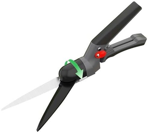 EPAOVEHR Grasschere,340° drehbare Klingen aus Edelstahl, scharfe handliche Gartenschere, Hochwertige Schere mit Wellenschliff-Schneidmesser