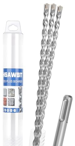 hsawbit 3tlg 14x160mm SDS-Plus Bohrer Beton Stein 4 Hartmetall Schneiden | Betonbohrer, Hammerbohrer für Mauerwerk, Ziegel, Stahlbeton, SDS-Plus Aufnahme