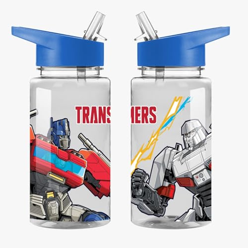 TDL Official Kids Water Bottle 450ml – BPA-Free, Leakproof, Flick-Top Lid – Official Character Design Bottle for School, Nursery, Travel & Sports (Transformers)