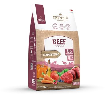 POKUSA Premium Selection - Trockenfutter für Hunde | Rindfleisch | 3kg | Getreidefrei Hypoallergene Monweißfutter für Erwachsene Hunde Alle Rassen | Natürliche Zusammensetzung, Hoher Fleischgehalt