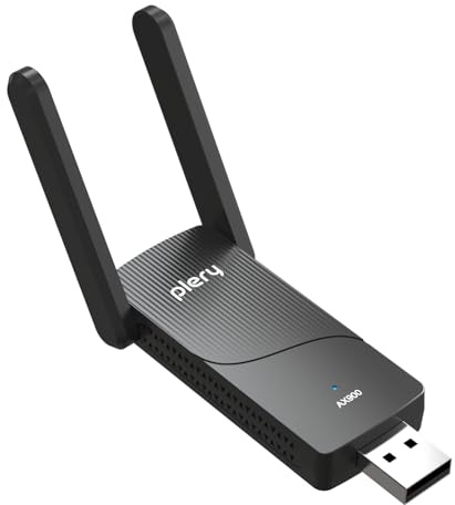 PLERY 2 en 1 Adaptador WiFi 6 AX900 + BT5.4 Bluetooth USB WiFi para PC | Doble Banda 5GHz/2,4GHz Antena WiFi | Controlador Integrado para Windows 10/11 | Seguridad WPA3 | Configuración Sencilla