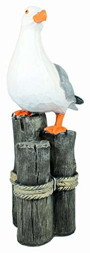 colourliving Dekofigur Möwe Holzschnitt Optik Garten Dekoration Fensterbank Möwe auf Polder