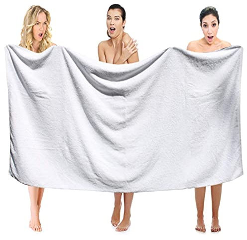 Jumbo Bath Sheet Extra Large White Oversized 96x180cm 100% Cotton 515Gsm Egytian Cotton Style Thick Absorbent Super Soft Quick Dry Gift Wrapped