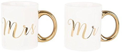 Gold Mr & Mrs Mug Set by Sass & Belle Set Wedding Cup His and Hers Home Anniversary Fun