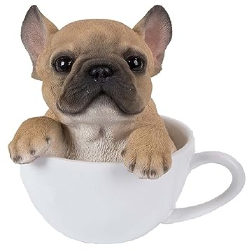 Pacific Giftware Französische Bulldoggen Figur in Tasse - Hunde Welpe Baby Dekofigur Geschenk für Hundeliebhaber