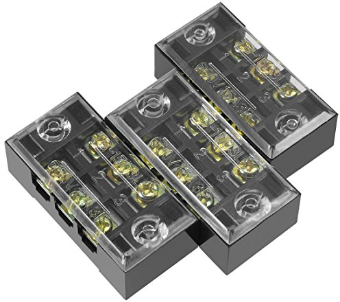 Sourcingmap 3 Pcs 3 Positions Dual Rows 600V 15A Wire Barrier Block Terminal Strip TB-1503L