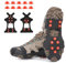 TBoonor Schuhspikes Schuhkrallen Ice Klampen Schnee Spikes Steigeisen Eiskrallen Anti Rutsch mit 10 (Orange Rot, XL 45-48 (EU))