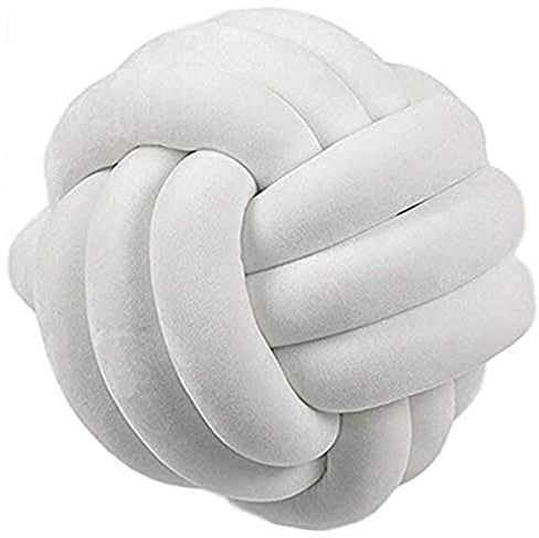 Hava Kolari Knot Kopfkissen Knotenkissen Plüsch Kissen Weiche Geknotetes Kissen Knoten Ball Kissen Dekor Bett Zimmer (20cm,Weiß)