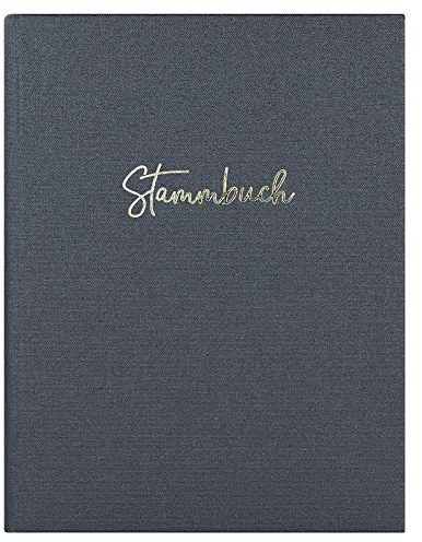 DeinWeddingshop Stammbuch der Familie, Familienstammbuch Hochzeit Standesamt, Leinen mit Prägung - 16x21cm, Anthrazit