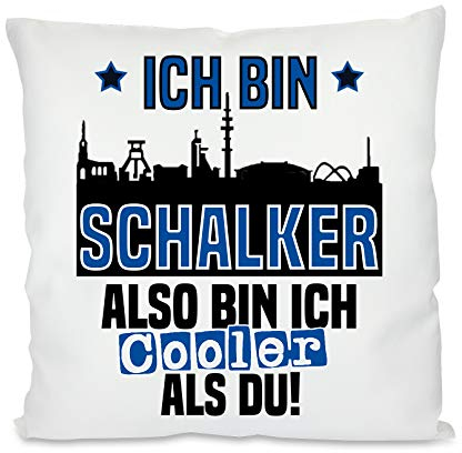Herzbotschaft Kissen mit Motiv Modell: Ich Bin Schalker, Also Bin ich Cooler als du