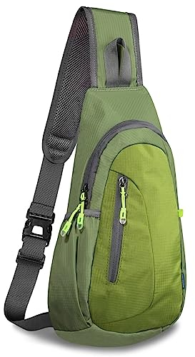 TITECOUGO Rucksack for Men Backpack Shoulder Bag Sling Small Bag Women Gym Bags Cross Body Running Work Healthy Back Chest Pouch Backpacks Daypack Camp Day Packs Sports Lightweight Army Green