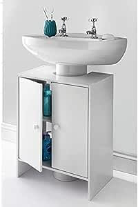 FIZPORIUM® Spaceways Fantastic Modern White Under Sink Bathroom Storage Cabinet Cupboard Vanity Unit Undersink Space-saving Addition To Your Home.W48 x H60 x D30cm (Approx.) - White